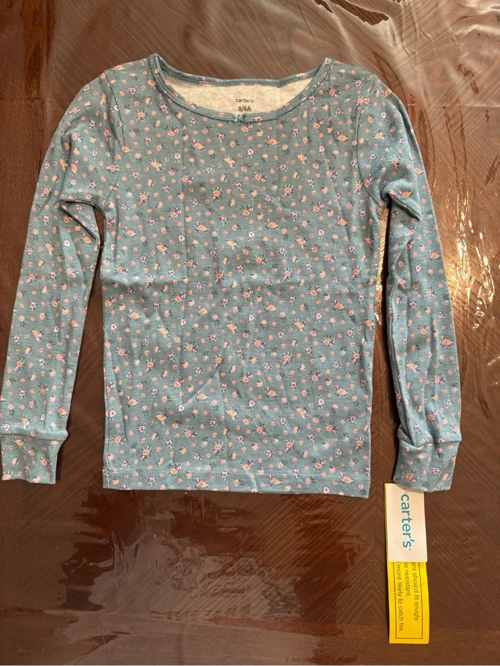 Carter's girls NWT Cotton Blue Floral Kids Pajama Set Sz 6/6A